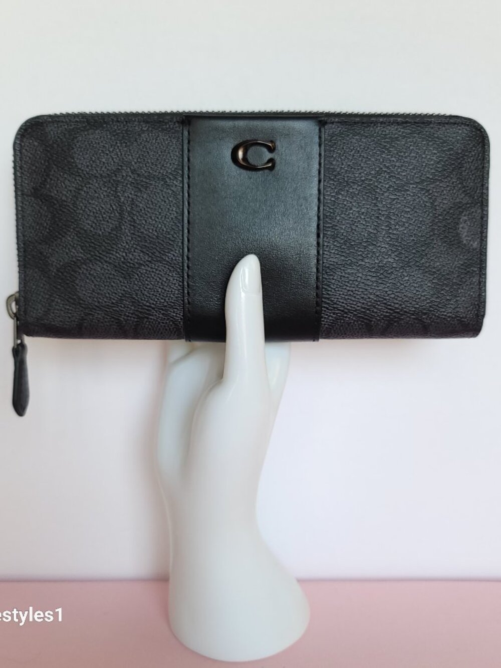 COACH Boxed Slim Accordion Signature Canvas & Leather Wallet w Back-slip pocket⭐ - Picture 4 of 16